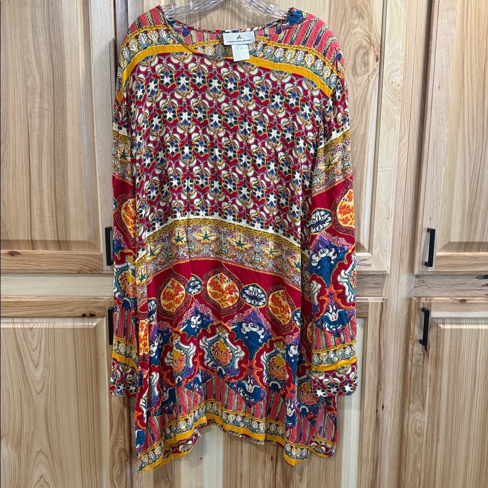 A Division of Anthony Mark Hankins Boho Festival Flowy Artsy Tunic Top Size 1X